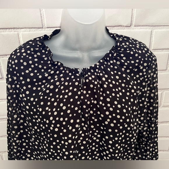 NINE WEST women long sleeve polka dot blouse/size L - Picture 2 of 10